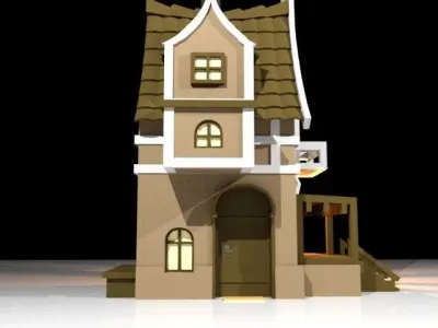 3D house with stairs Low-poly 3D model