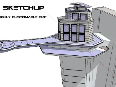 Sci-Fi Cliff House 01 3D model