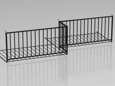 Metallic fence 05 3D model