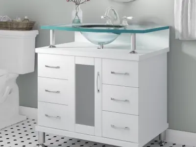 Runge Single Bathroom Vanity Set - 3 Colour 3D model