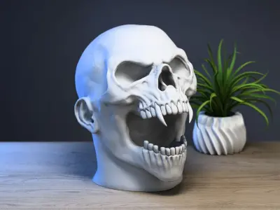 Scream skull human Headphone Stand 3D print model