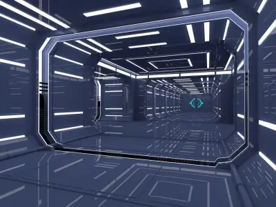Sci fi Corridor Low-poly 3D model