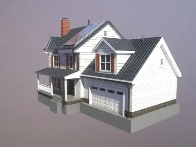 Modern Suburban House 2 Low-poly 3D model