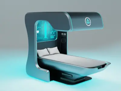 Sci-Fi Bed Low-poly 3D model