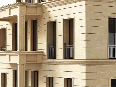 The exterior of the apartment building 02 3D model