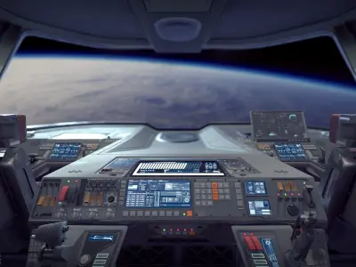 Sci Fi Fighter Cockpit Bridge 6 Low-poly 3D model