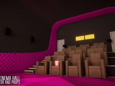 VIP cinema hall - interior and props Low-poly 3D model