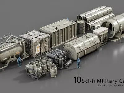 Sci-fi Military cargo Vol 01 Low-poly 3D model