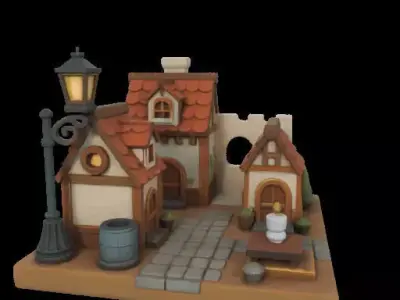 Mini Medieval Village Book Nook 3D print model