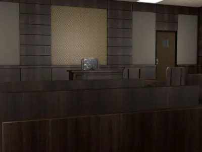 Courtroom room with chairs and tables 3D model