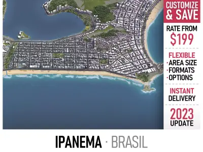 Ipanema - 3D City Model Low-poly 3D model