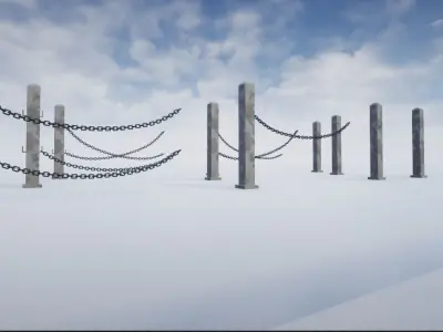 Modular Chained Poles Low-poly 3D model