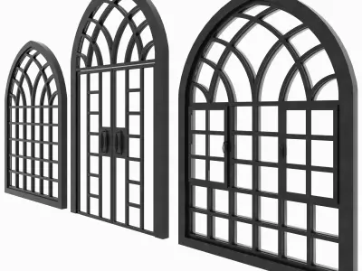 Arch Windows - Doors Animated Set 3D model