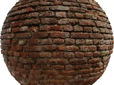 Old Red Clay Brick Wall PBR Texture Texture