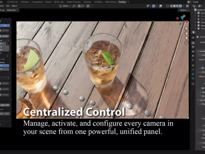 Camera Manager addon for Blender 3D model