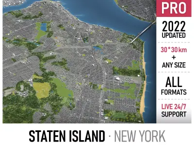 New York - Staten Island Low-poly 3D model