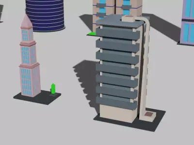 Game ready low poly city Low-poly 3D model