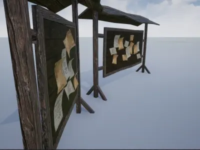 Wooden Notice Post - Notice Boards Low-poly 3D model