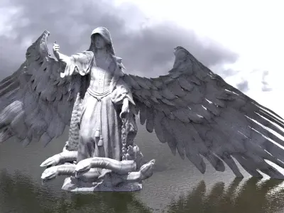 Nephilim Angel statue with serpants 3D model