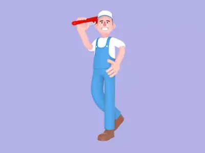 Stylized 3D Male Mechanic Character - Confident Cartoon Worker 3D model