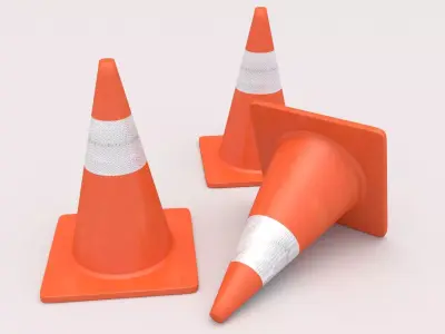 Traffic Cone Low-poly 3D model