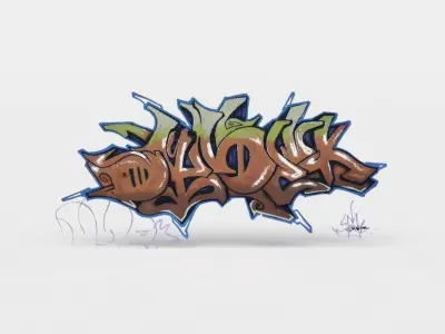 Graffiti painting Low-poly 3D model