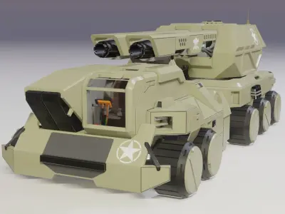 SciFi artillery LowPoly GameReady model Low-poly 3D model