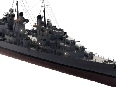 WW2 US NAVY CRUISER ATLANTA CLASS 3D model