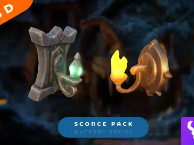 Cartoon Sconce Pack Low-poly 3D model