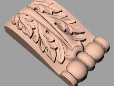 Door Post flower 3D STL Model for CNC Router Carving E974 3D model