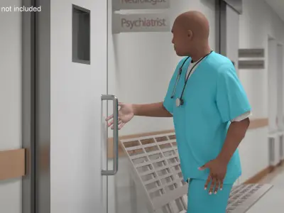  Black Health Care Worker in Overalls Rigged for Maya 