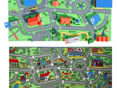  3D Stylized City Classic Play Rug 