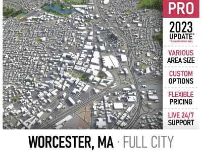 Worcester - Massachusetts  Low-poly 3D model