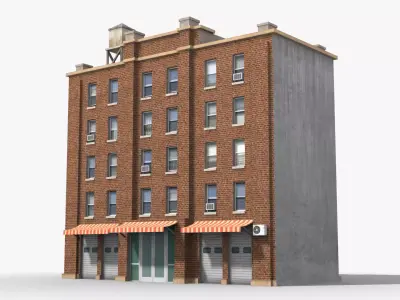 Apartment Building x8 Low-poly 3D model