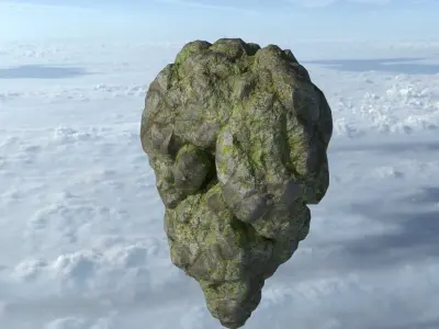 Low poly Floating Island Mossy Rock Pack 190503 Low-poly 3D model