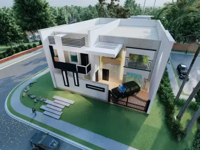 Modern house Exterior Previews were rendered with 3Dmax  3D model