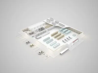 Supermarket hospital floor plan 3D model