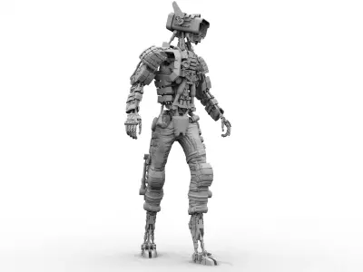 Univesral gameready robot with 3 color options Low-poly 3D model