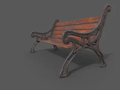 Street Bench Pack 2 Low-poly 3D model
