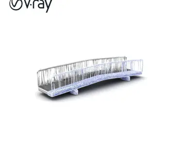 Curved Modular Walkway Bridge I model pack Low-poly 3D model