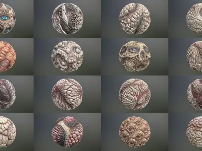 90 Materials Skin Seamless PBR Mega Bundle Texture