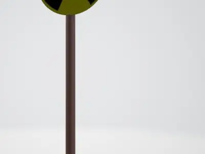 Old rusty radiation sign Low-poly 3D model