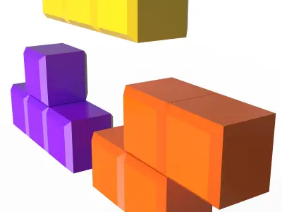 Tetris Bricks Set 02 Low-poly 3D model