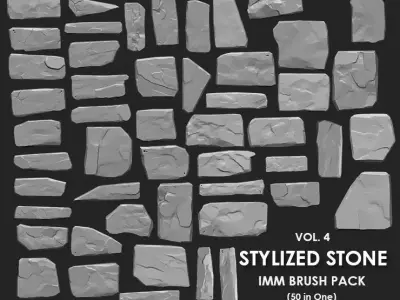 Stylized Stone IMM Brushes 50 in one Vol 4 3D model