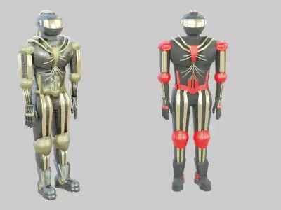 Protective suit or android robot Low-poly 3D model