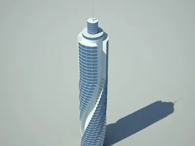 Skyscraper futuristic Low-poly 3D model