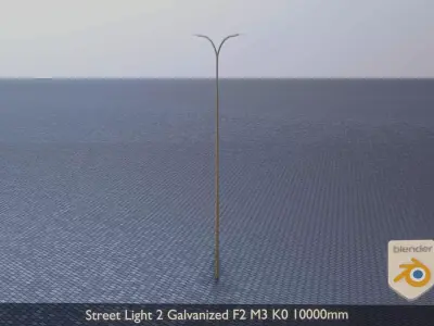 Street Light 2 Galvanized F2 M3 K0 10000mm Low-poly 3D model