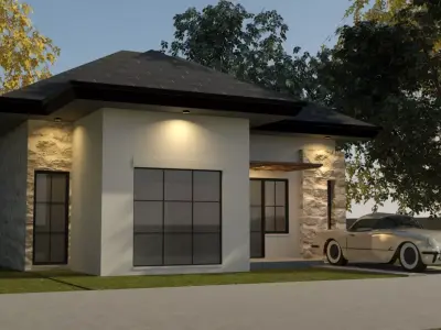 Euro-Modern House plus ALL ROOMS 3D model
