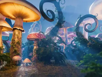 Mushroom forest 3D model