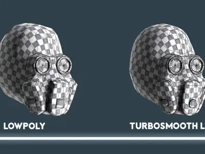 10 Gas masks base mesh Low-poly 3D model